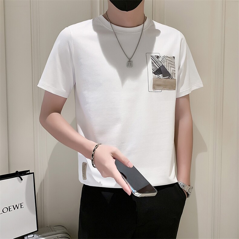 社会小伙2025新款夏季短袖T恤男士潮牌A313-1-5806-P4868元，男装T恤，电商A313-1