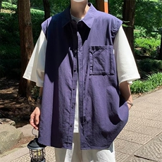 RL5002-P40夏季假两件短袖T恤马甲日系复古潮牌男装休闲上衣坎肩，男装T恤，电商C233