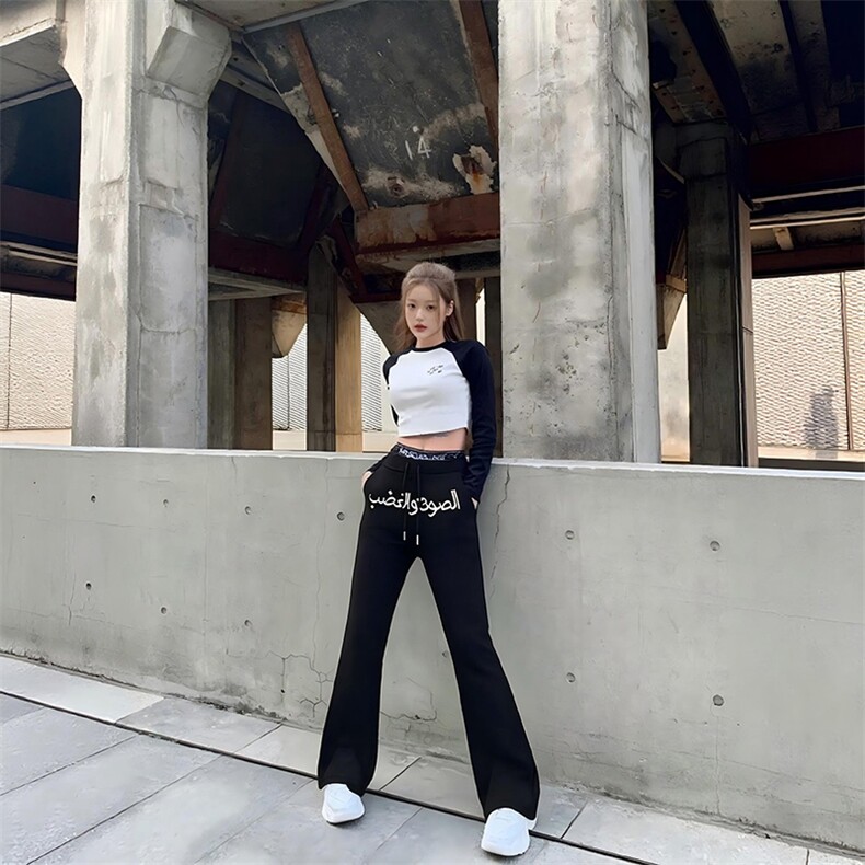 美式高街潮牌男女运动休闲裤直筒宽松慵懒显瘦印花休闲卫裤子,男装休闲裤,电商A486