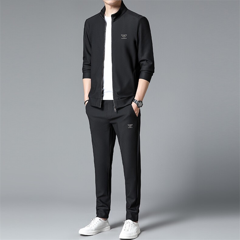 SA3093-2钱塘2020-2时尚休闲百搭中青年男士开衫立领套装P185,男装休闲套装,钱塘207-2