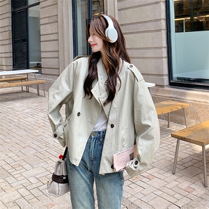 休闲宽松风衣外套女春秋2025新款短款小个子大衣独特超好看高级感图片