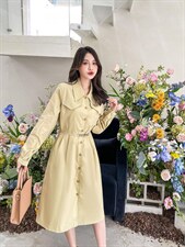 22春季新品复式口袋精致细链条腰带款连衣裙，女装连衣裙，珂妮卡COOZIC