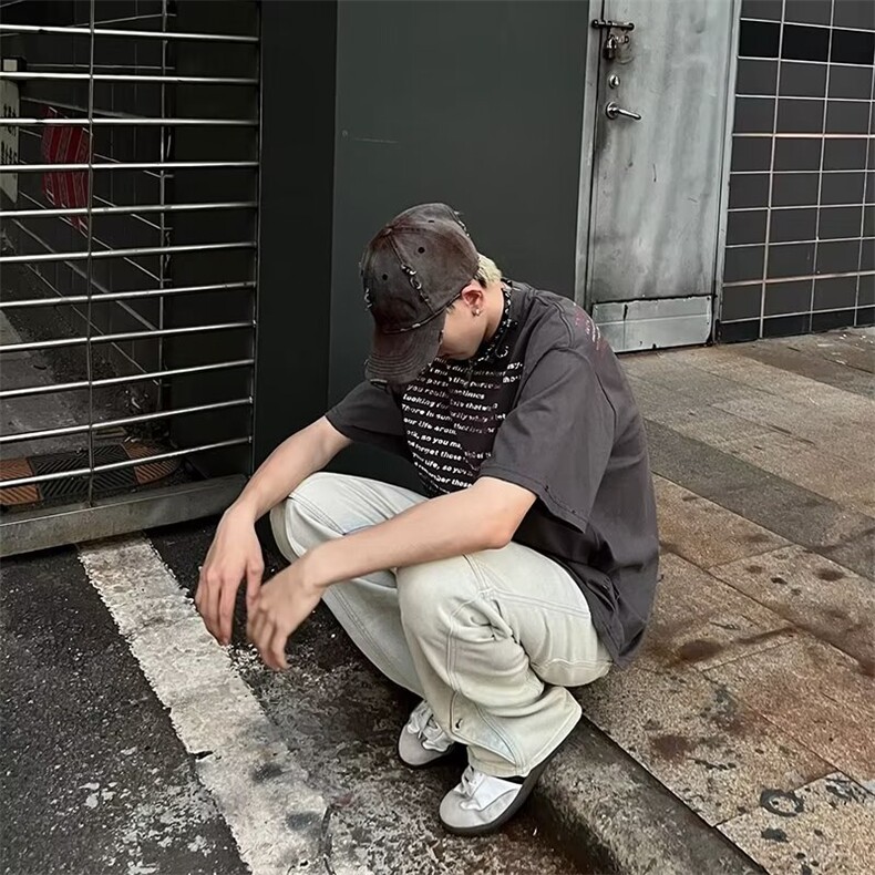 牛仔裤直脚拉链港风宽松直筒时尚长裤青春流行水洗男女潮-B783,男装牛仔裤,星座601-2