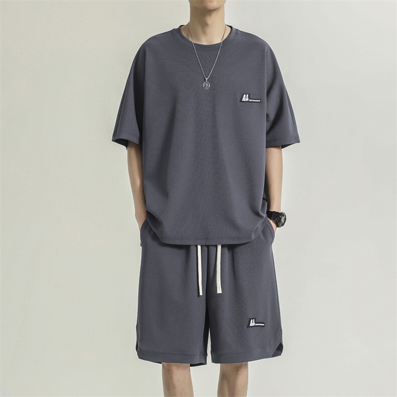 运动套装夏季跑步冰丝速干短袖夏装薄款透气宽松TZ11-特批-70,男装休闲套装,星座718