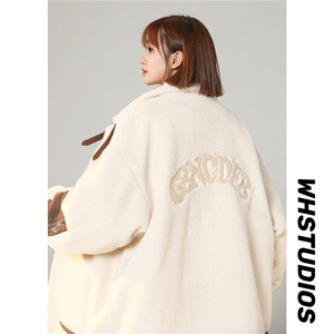 中性风 皮毛一体刺绣羊羔毛棉衣男装加厚冬装棉服外套G1037P128女图片