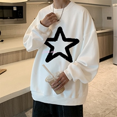 华夫格卫衣圆领卫衣男大码长袖t恤男外套HW76286-P30加绒款-P40，男装卫衣，电商A040