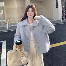 韩版宽松加羽绒小香风粗花呢短款外套2025秋冬新款女时尚上衣潮，女装毛呢外套，2C087
