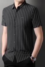 QLM18271男士夏季新款短袖格子衬衣百搭青年休闲衬衫修身免烫，男装衬衫，电商B360