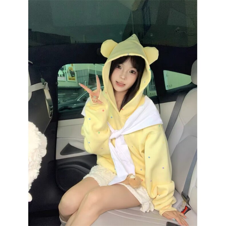刺绣连帽波点卫衣男女韩版潮流宽松百搭2025秋冬ins外套WB532-P52,女装短外套,星座412-3