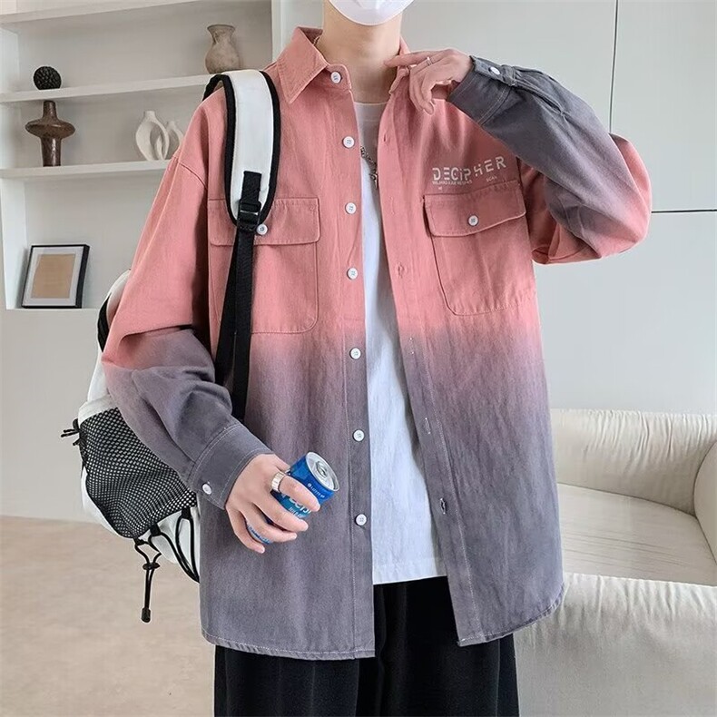 1506-1/C5201/P39男款衬衫秋季宽松小众设计感上衣男生潮流百搭,男装衬衫,星座1506-1