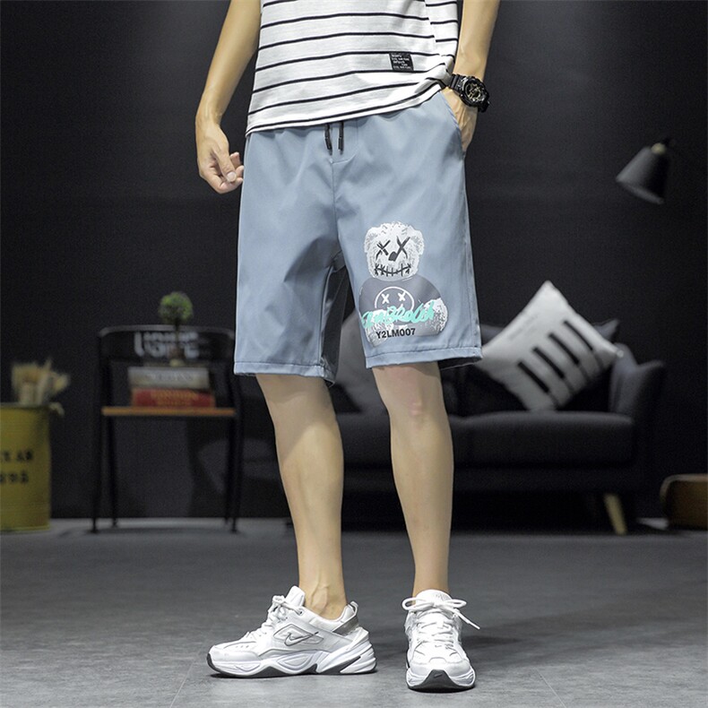 1港风休闲大码M-5XL运动5分裤原宿潮流五分裤男中裤7168P25控38，男装牛仔裤，星座226-2