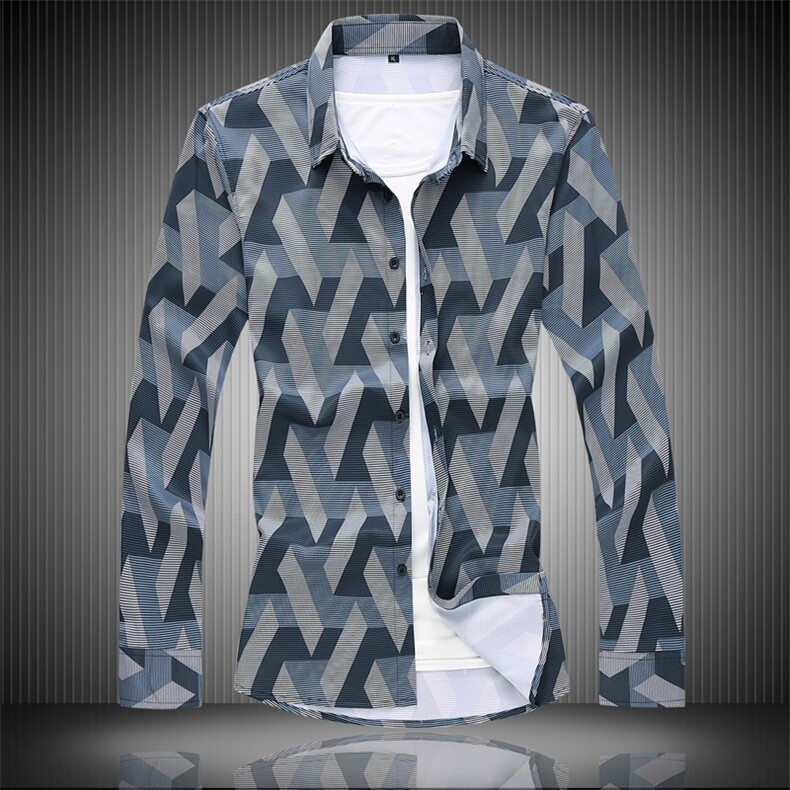 大码印花中国风衬衫男夏秋新款青年长袖衬衫QT5030/2153/2155p45，男装衬衫，电商A012