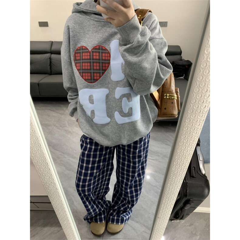 【有货】X814HH-特P50蓝色格子阔腿裤男女美式复古hiphop裤子宽松,男装休闲裤,星座1007（原301D）