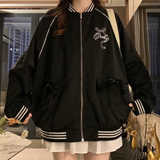 秋季新款黑色棒球服外套美式复古学院风宽松夹克上衣C823-P88，男装夹克，星座911-2(原星座613-2）