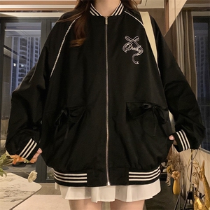 秋季新款黑色棒球服外套美式复古学院风宽松夹克上衣 C823-P88图片