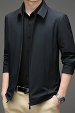 男士纯色外套春秋季中年男装上衣商务休闲时尚翻领爸爸装夹克，男装夹克，电商B212（原钱塘6029）