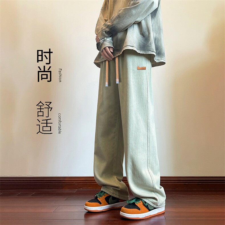 潮牌百搭牛仔裤宽松垂坠感休闲裤子学生复古美式长裤K825-特批-37,男装牛仔裤,星座718-1