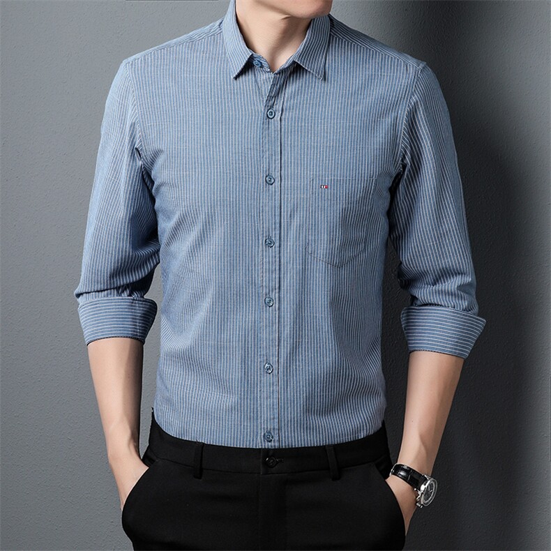 男士长袖POLO衫秋季打底衫外穿潮流翻领条纹秋衣男T恤纯棉PL22327，男装Polo衫，钱塘6003（原4033）