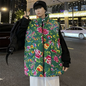 M3风东北大花棉马甲外套大码宽松秋冬汉服外衣坎肩背心演出服图片