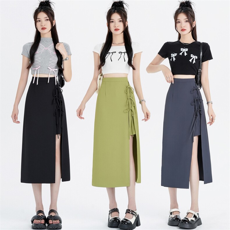 半身裙女夏季2024新款高腰半裙小个子直筒包臀西装a字中长裙,女装半身裙,梦白服饰厂