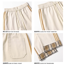 2026春季新款白底大码美式格子织带长裤M-5XHK25106-特P30，男装休闲裤，电商A022
