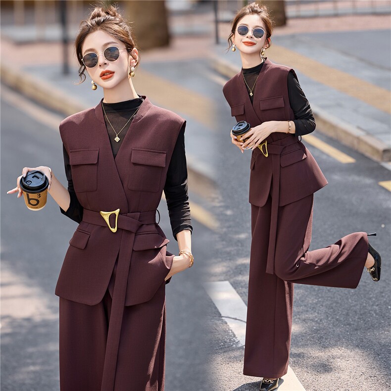 2026年春季新款时尚气质三件套裤女，女装套装/套裙，美沁