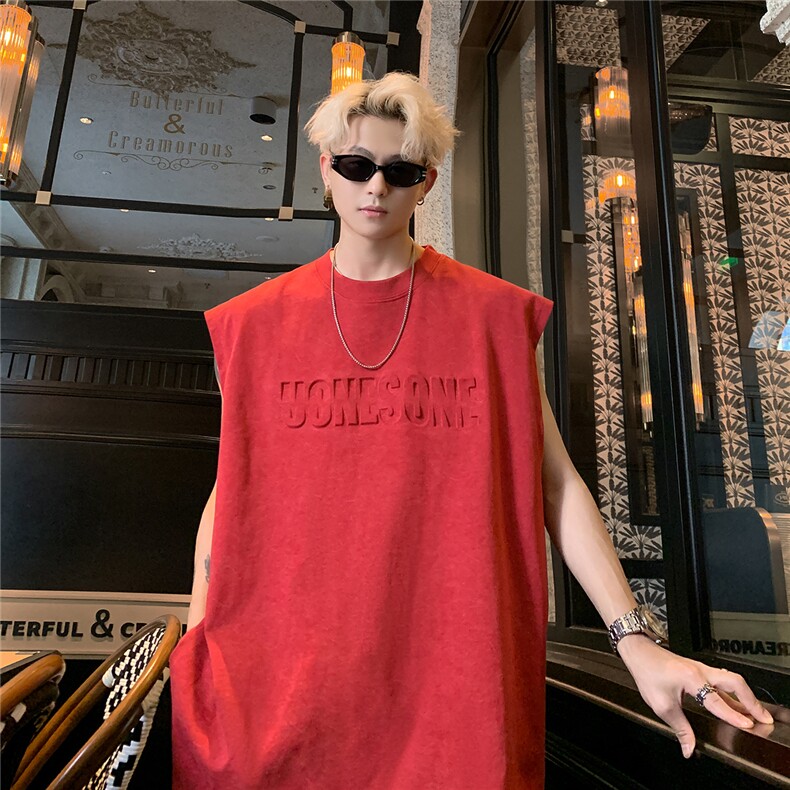 主推款250克重磅美式砂洗天丝棉冰丝坎肩背心T恤JF501特P35控55,男装背心/马甲,电商A422-1