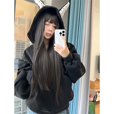 抖音得物高品质26春装美式高街铆钉杜宾犬耳朵开衫卫衣外套W125，女装短外套，电商A486