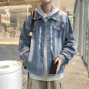 港风秋冬男牛仔夹克衫工装双拉链渐变色休闲外套JK1008 P70图片