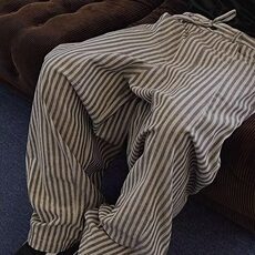 美式复古慵懒松弛竖条纹拖地裤男女港风休闲宽松百搭直筒阔腿裤，男装休闲裤，星座218-1（原230）