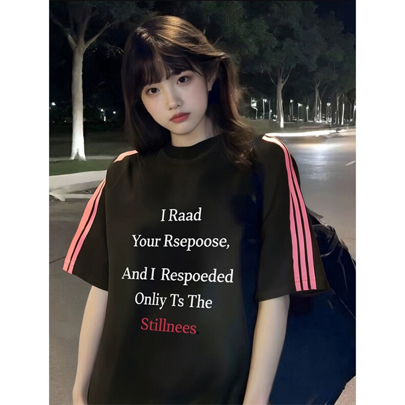 抖音得物品质二开240克宽松纯棉美式潮牌印花三条杠中性风短袖T恤,男装T恤,电商A486-1