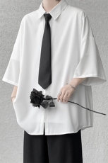 CS4001-1-P45控68送领带夏季垂感短袖衬衫男士大码宽松五分袖，男装衬衫，电商B280-1（原A049）