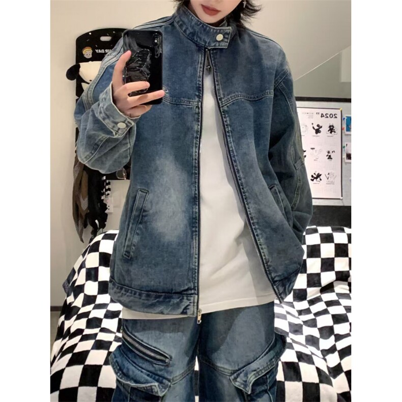【有货】美式复古水洗做旧牛仔外套男春秋短款夹克W353WW-特P75图片