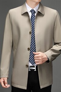 爸爸春装外套男中年男士休闲翻领夹克衫男中老年男装薄款宽松外套图片