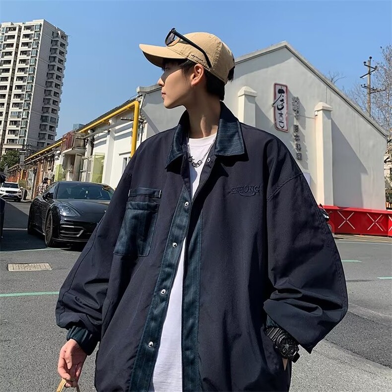 美式拼接夹克男潮牌ins日系复古拼色休闲棒球服外套M631-P58,男装夹克,星座1109-3