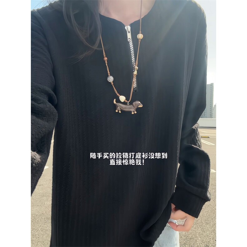 XZ809A/VL666/特P24/控48    美式半拉链肌理感长T恤卫衣图片