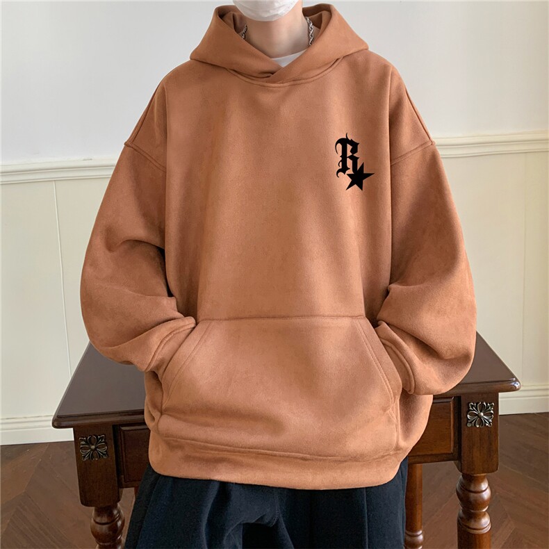 ！麂皮绒连帽卫衣直播品质重磅400克R星印花JL7083-P45控78,男装卫衣,星座508（原C305）