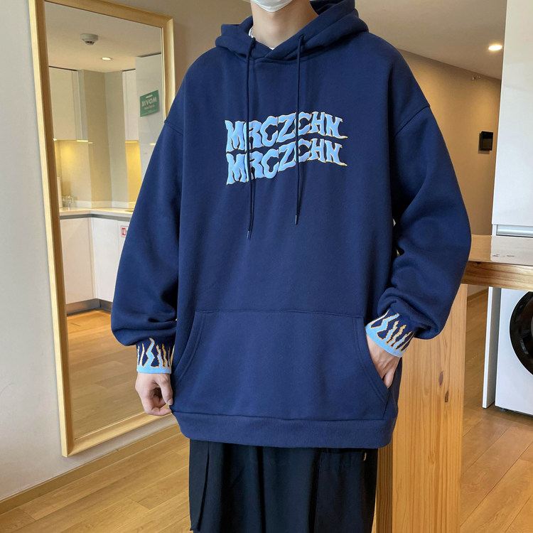 火焰袖口发泡字母潮牌中性卫衣男女连帽ZW12薄款P55加绒P60控68,男装卫衣,星座1408-1