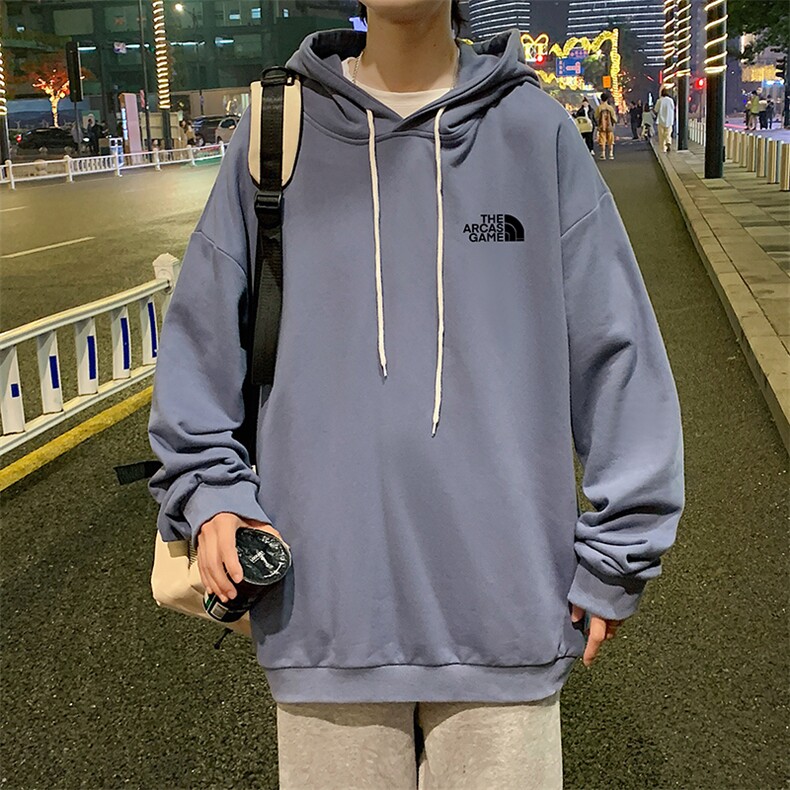 WY2232-P35纯棉连帽卫衣男大码运动帽衫宽松薄外套男,男装卫衣,电商A040