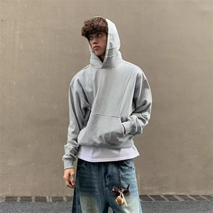 网图重磅全棉无帽绳380克拼接连帽卫衣boxy套头外套男AH913-特P40图片