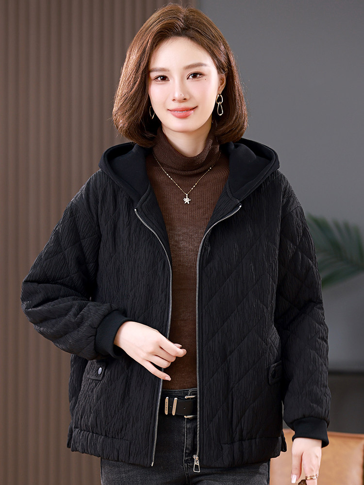 2025冬季连帽时尚休闲加厚保暖舒适棉服,女装派克服,独衣靓