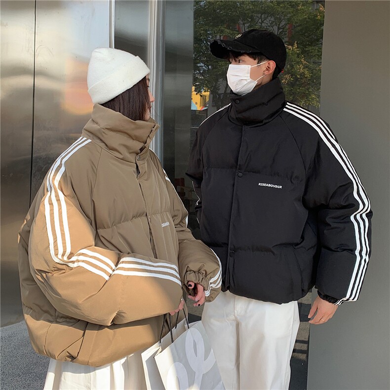 EQ332情侣装冬装棉衣外套男女同款三条织带面包服,男装棉衣,电商C306-1
