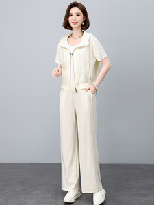 时尚休闲运动套装女2025夏季新款中年妈妈洋气减龄连帽卫衣两件套图片