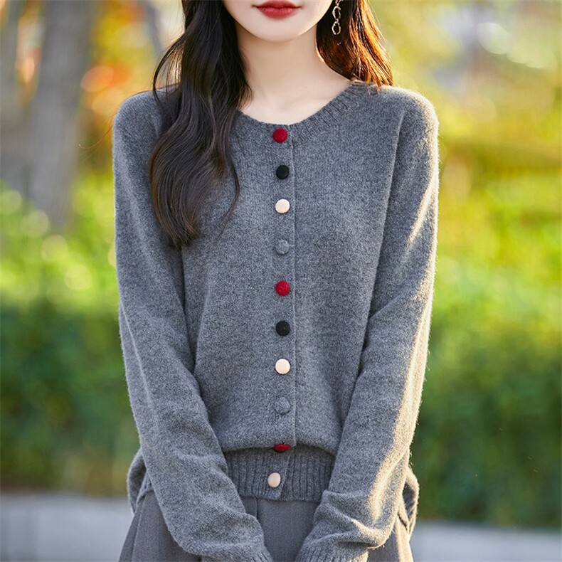 纯欲撩人Ruby红~加厚开衫女红色针织毛衣外套宽松秋冬,女装羊毛衫,暖烁羊绒