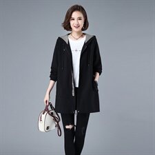 时尚百搭中长款风衣女2021春季新款修身显瘦外套，女装风衣，秋牧寒烟