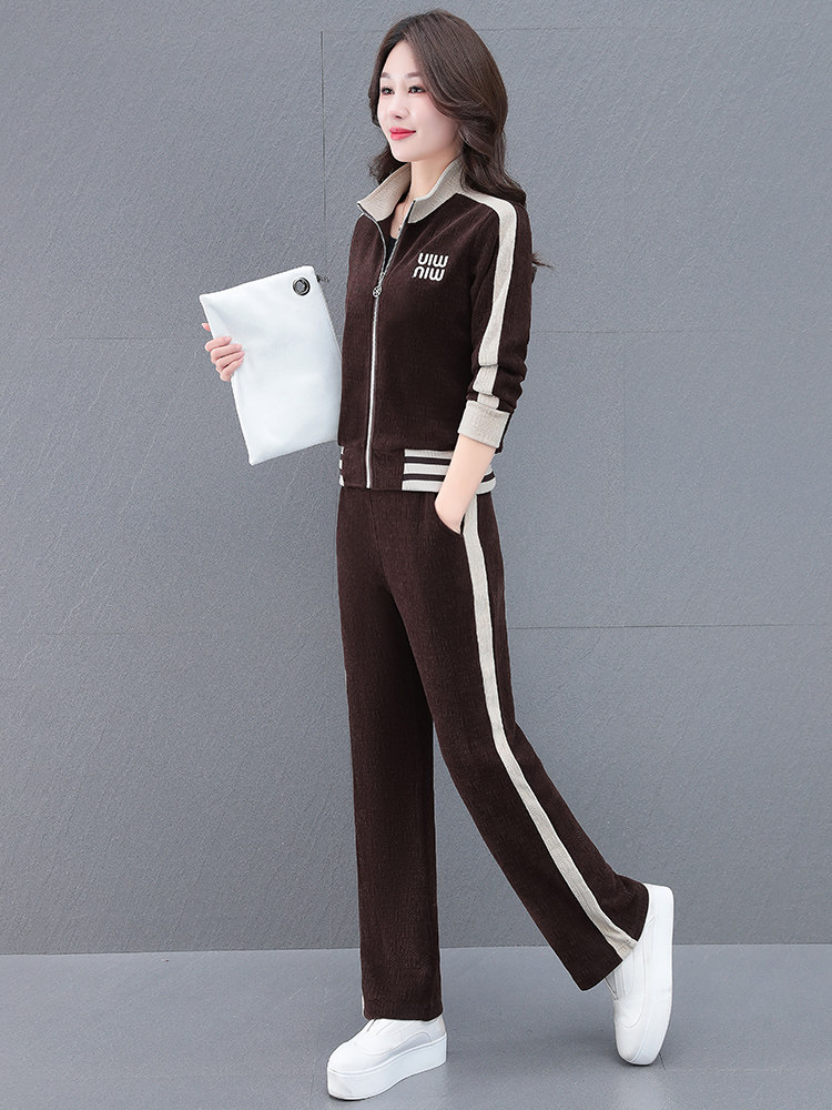 休闲运动服套装女春秋2024年新款洋气中年妈妈春季开衫卫衣两件套,女装套装/套裙,燕颉服饰