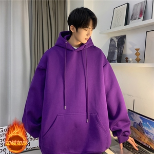 INS青少年冬季加绒宽松落肩连帽卫衣重磅多色JR23305-特批35控68图片