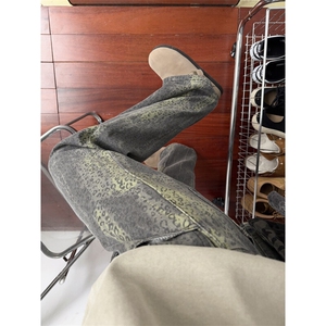 B221美式ins高街暗黑宽松直筒花豹纹牛仔裤LK24407-特P45控78