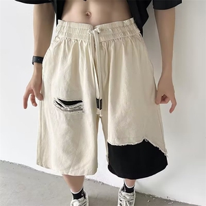 不规则设计感短裤男夏季潮牌日系5分休闲裤美式复古工装五分裤子图片