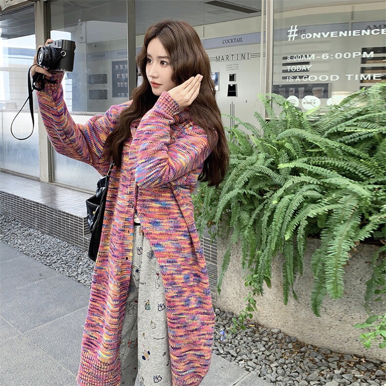 粉色晕染针织外套时尚套装女秋季2025新款小个子印花休闲裤两件套,女装套装/套裙,2C087
